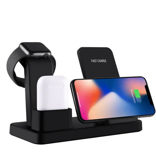 Cargador Inalámbrico 3 en 1 Qi – Teléfono, Reloj y Auriculares