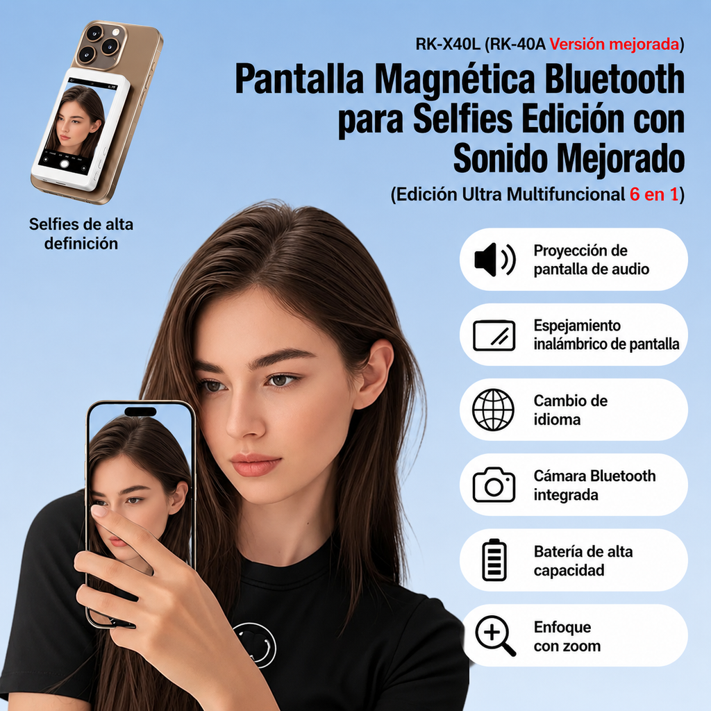 Pantalla de Selfie Magnética Inalámbrica para Smartphone