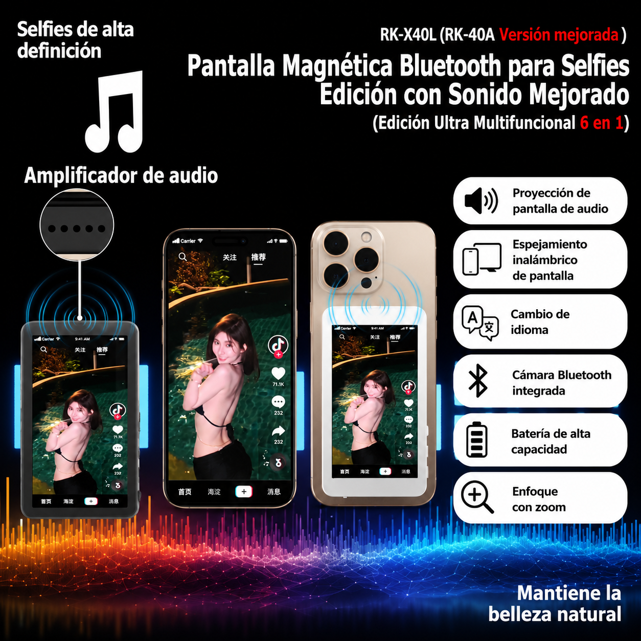 Pantalla de Selfie Magnética Inalámbrica para Smartphone