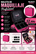Maleta de maquillaje rosa, estuche para cosmeticos