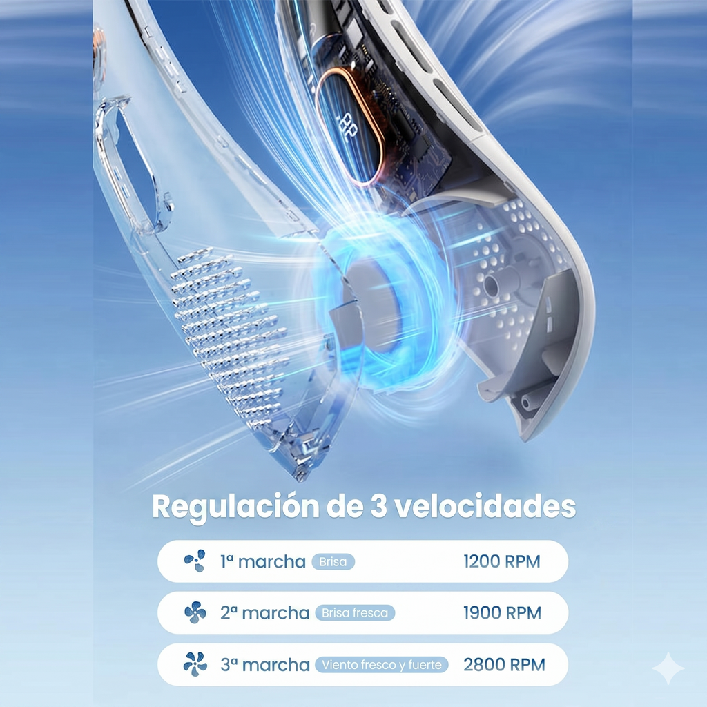 Ventilador de Cuello Portátil con Pantalla Digital