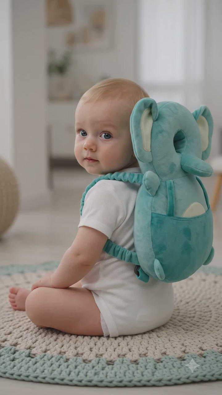 Almohadilla anticaida para bebe azul elefante